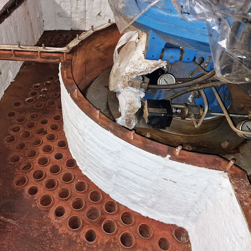 Completed smoke box refractory lining