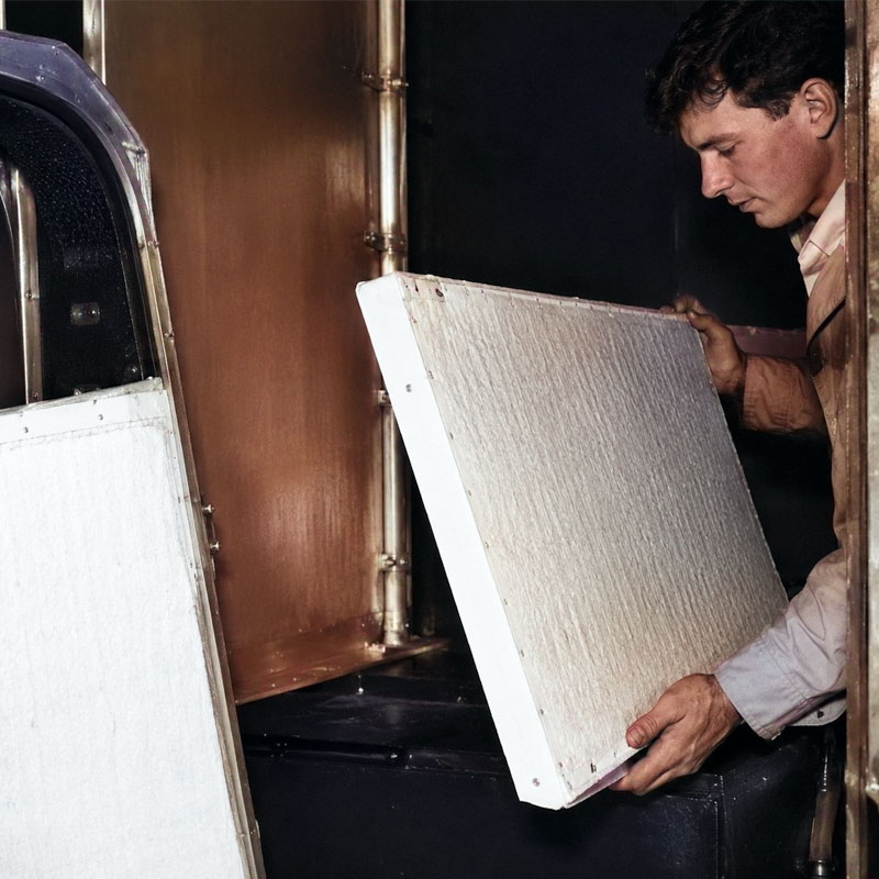 Ceramic fibre liner panels installed in a boiler